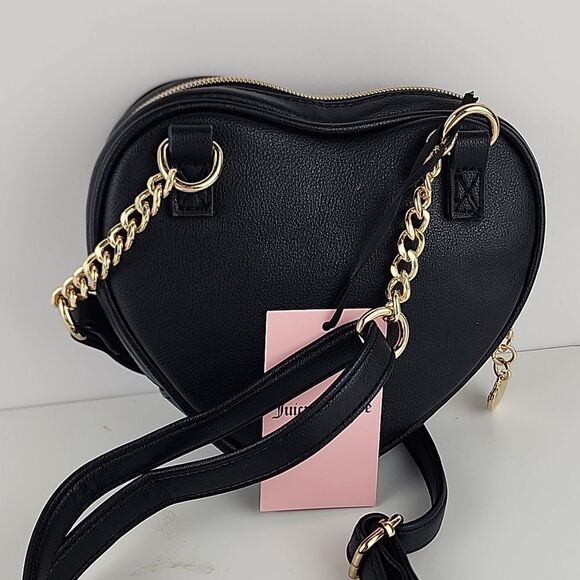 Juicy couture licorice heart fluffy crossbody bag purse small new gold hardware - Picture 4 of 5